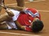Julian Knowle (AUT) falls during the doubles rubber
